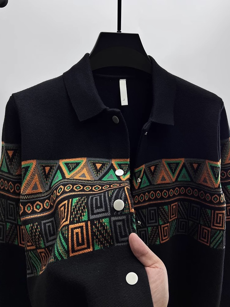Urban Ethnic Fashion - Moda Erkek Örme Hırka Yaka Kazak