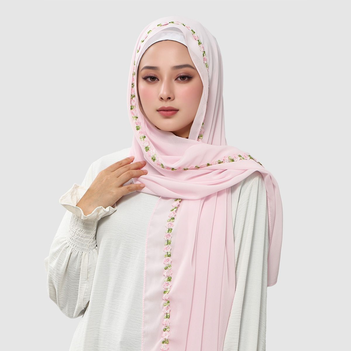 Ethnic Fashion For Ladies - Kadın Etnik Tesettür Şifon Eşarp Uzun