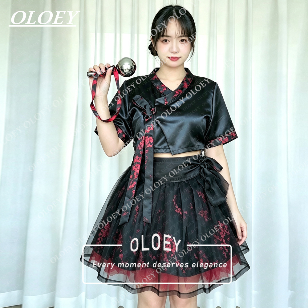 Hanbok Modern Set - OLOEY Modern Siyah Kısa Konser Hanbok