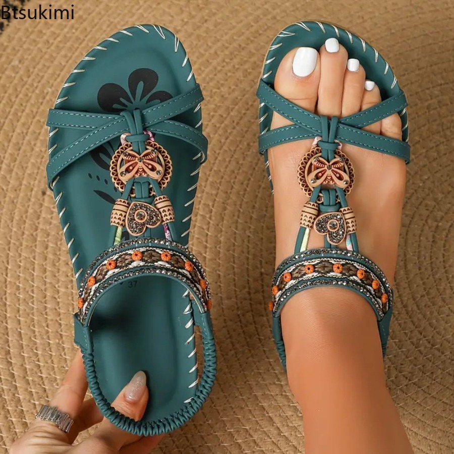 Ethnic Fashion For Ladies - Kadın Bohemian Sandalet Açık Plaj Elbise