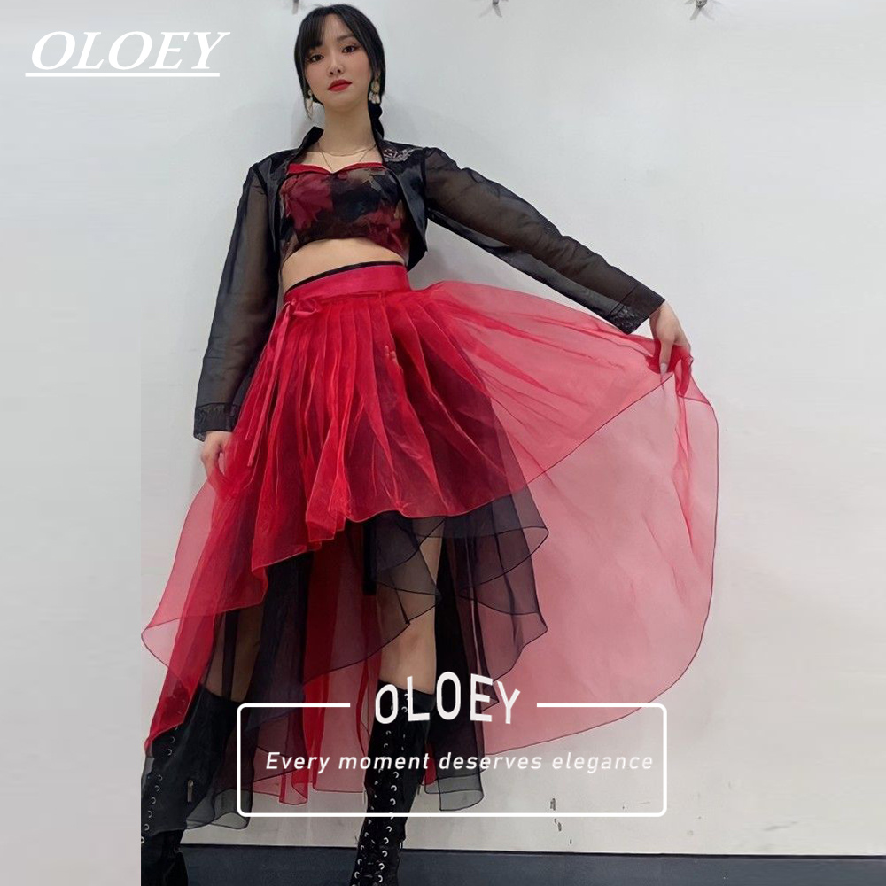 Hanbok Modern Set - OLOEY Modern Kırmızı Siyah Konser Hanbok