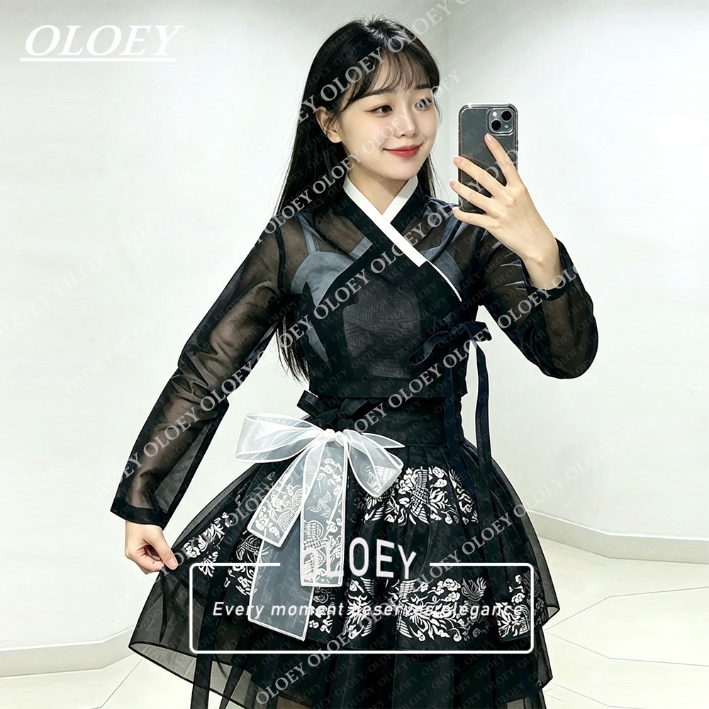 Hanbok Modern Set - OLOEY Modern Siyah Kısa Konser Hanbok