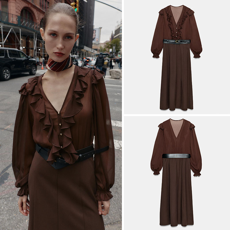 Zarif V Yaka Uzun Kollu Midi E - Ethnic Fashion Wear For Women incelemesi ve fiyatı