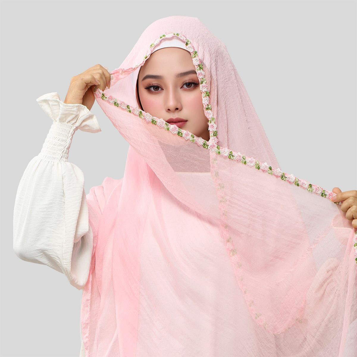 Yeni Gül Nakışlı Düz Renk Şifo - Ethnic Fashion For Ladies incelemesi ve fiyatı